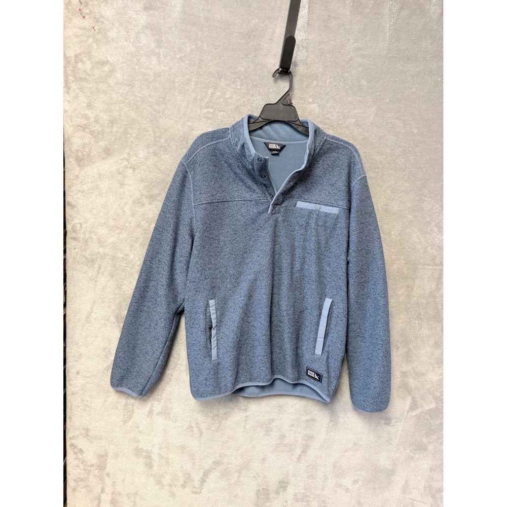 Eddie Bauer Mens Blue Heather Sweater Knit Quarter Snap Fleece‎ Pullover Medium